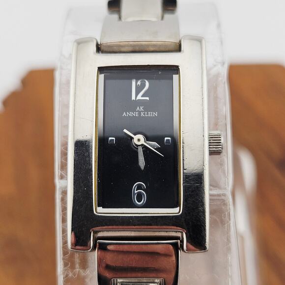Anne Klein Women's Silver Tone Bracelet Watch Black Dial Everyday Minimalist - Picture 2 of 7